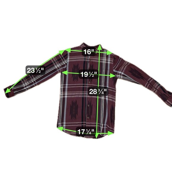 On the Byas Mens Plaid Button Shirt S Southwestern Aztec Skater Barn Chore Rodeo - Picture 9 of 9